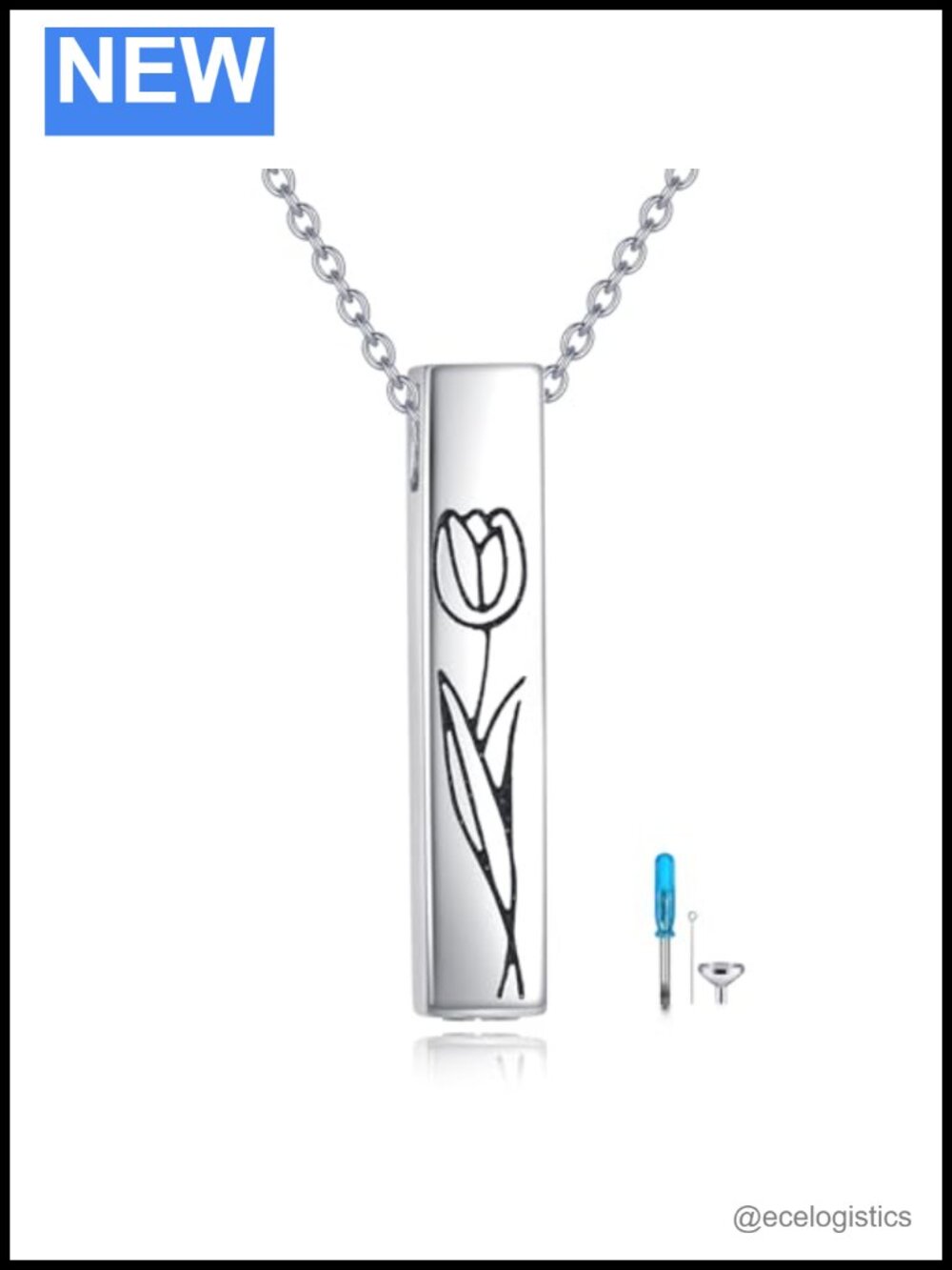 925 Sterling Silver Urn Necklace for Ashes Bar Cremation Memorial Pendant